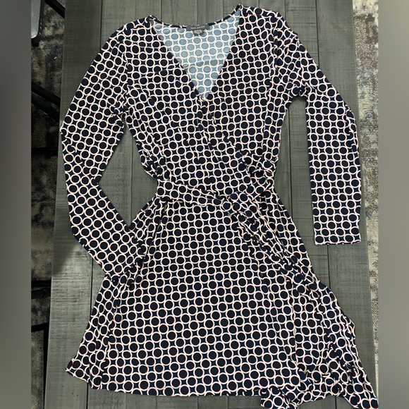 Women’s Wrap Dress; Navy & Red; Polka Dot; Size M - Picture 1 of 4